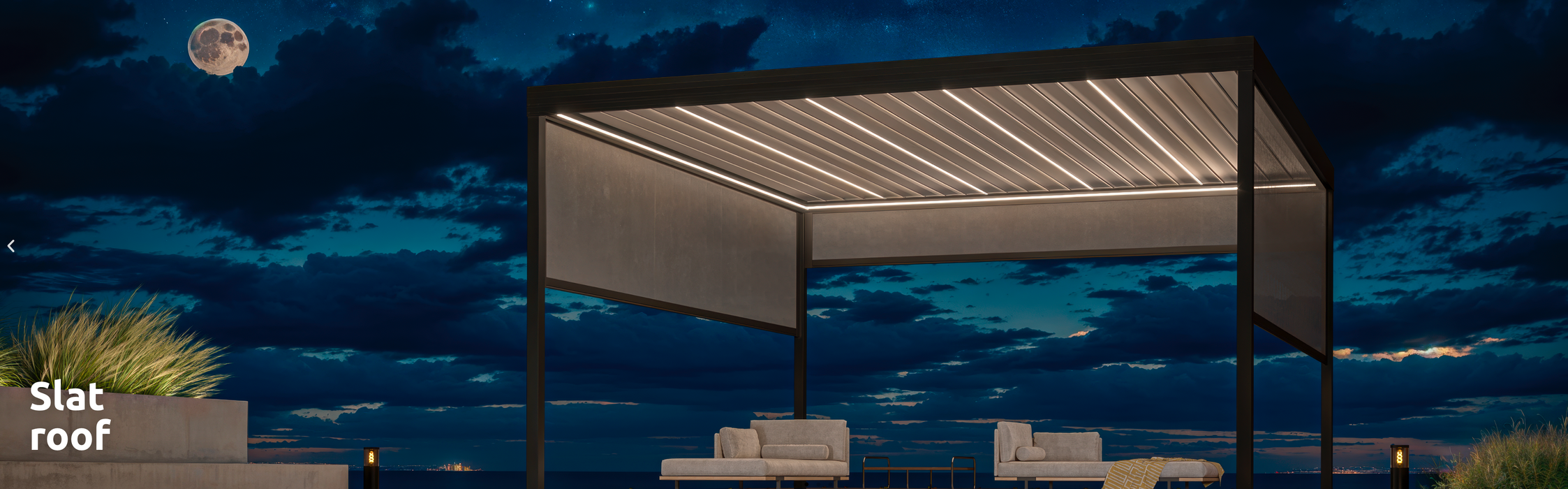 Pergola with Vertical Slats and Slatted Roof  Width 4m x Depth 3m