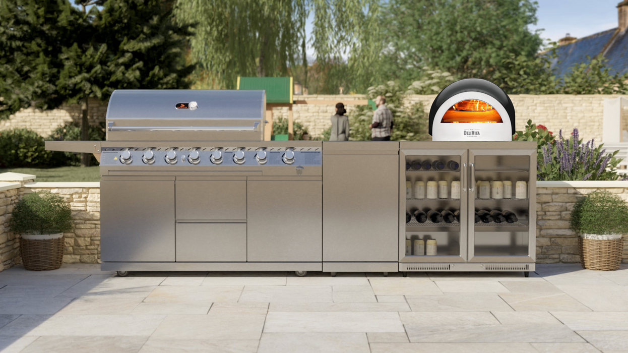 Whistler Outdoor Kitchen 6 Burner BBQ, and Fridge | Blockley and Pizza Oven