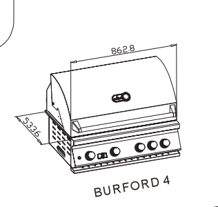 Grillandia Outdoor Kitchen Whistler Burford 4 Burner, Oven and Weather Cover - 2.5M