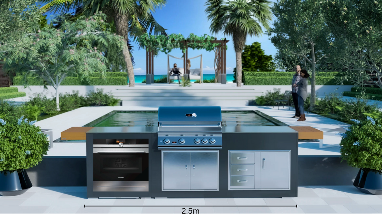 Grillandia Outdoor Kitchen Whistler Burford 4 Burner, Oven and Weather Cover - 2.5M