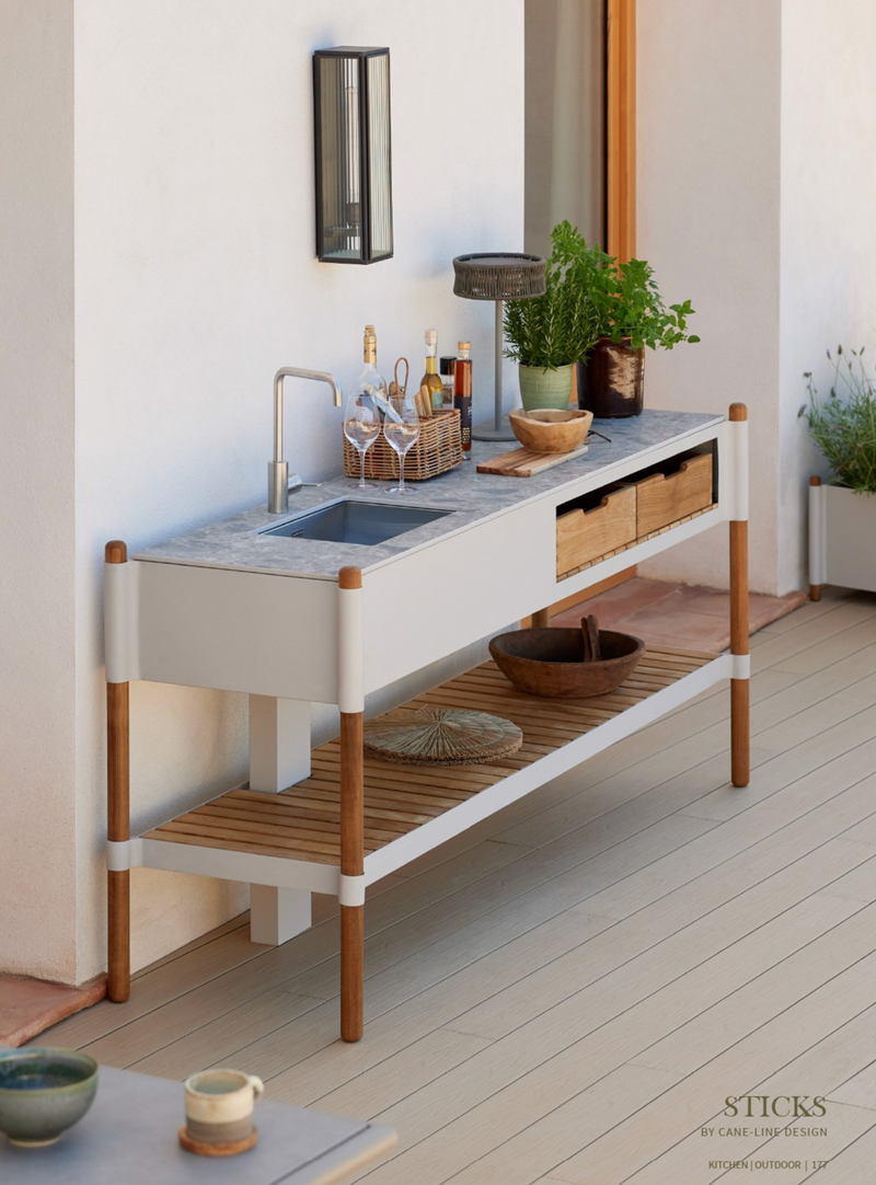Outdoor Kitchen with Teak Shelf