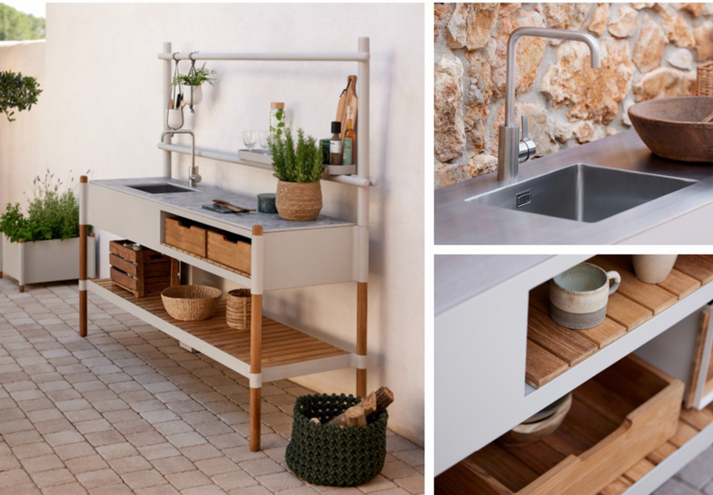 Outdoor Kitchen with Teak Shelf