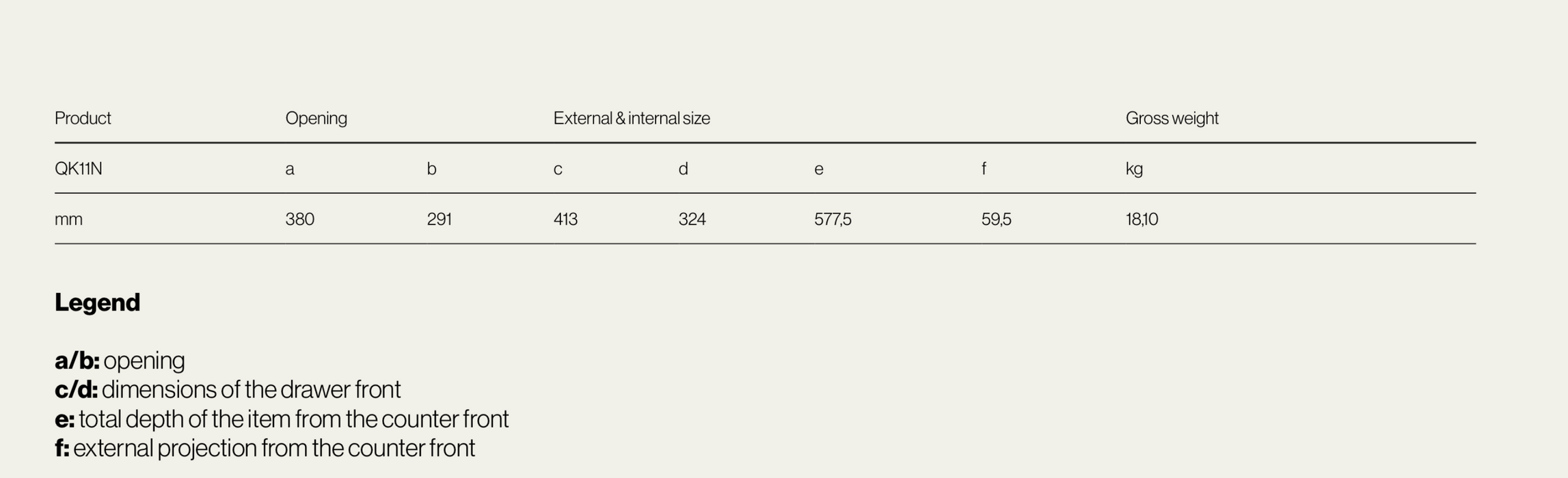 Ronda Insulated Single Drawer W413mm x H324mm