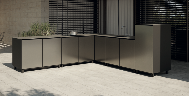 Hoppilif Outdoor Kitchen | 4 Burner Hod & Sink – Champagne (3m x 3m)