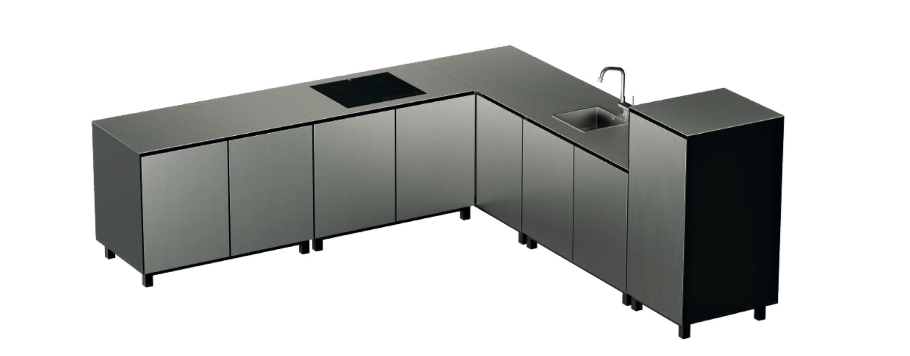 Hoppilif Outdoor Kitchen | 4 Burner Hod & Sink – Satin Stainless Steel (3m x 3m)