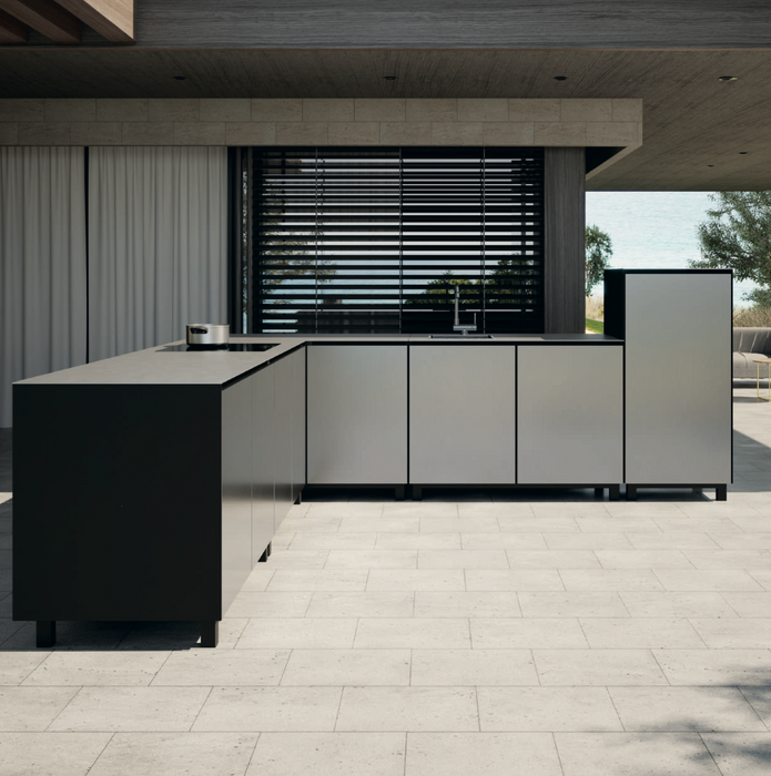 Hoppilif Outdoor Kitchen | 4 Burner Hod & Sink – Satin Stainless Steel (3m x 3m)