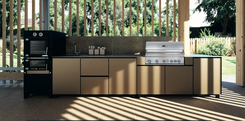 Hoppilif Outdoor Kitchen | Whistler 5 Burner, Multi Function Oven and Sink – Champagne (4.4m)