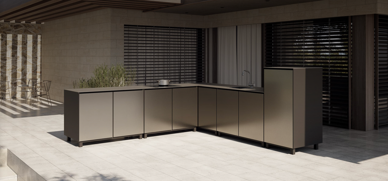 Hoppilif Outdoor Kitchen | 4 Burner Hod & Sink – Champagne (3m x 3m)