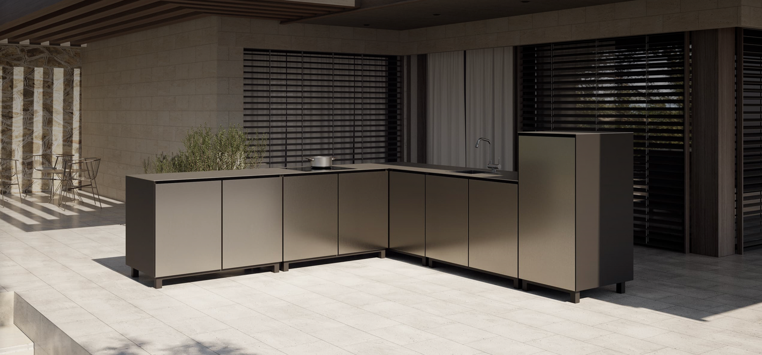 Hoppilif Outdoor Kitchen | 4 Burner Hod & Sink – Champagne (3m x 3m)