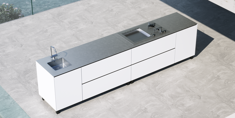 Hoppilif Outdoor Kitchen | BeefEater Proline & Sink –  Silver (3.6m)