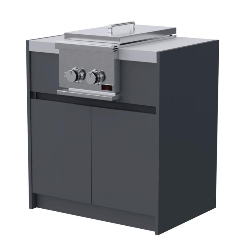 Whistler Fairford Outdoor Kitchen Black Side Burner & Grey Cabinet 80cm