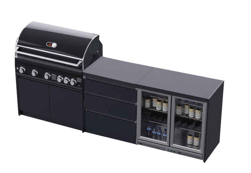 Whistler Fairford Black Outdoor Kitchen with Burford 5-Burner BBQ | 2.8M Full-Length