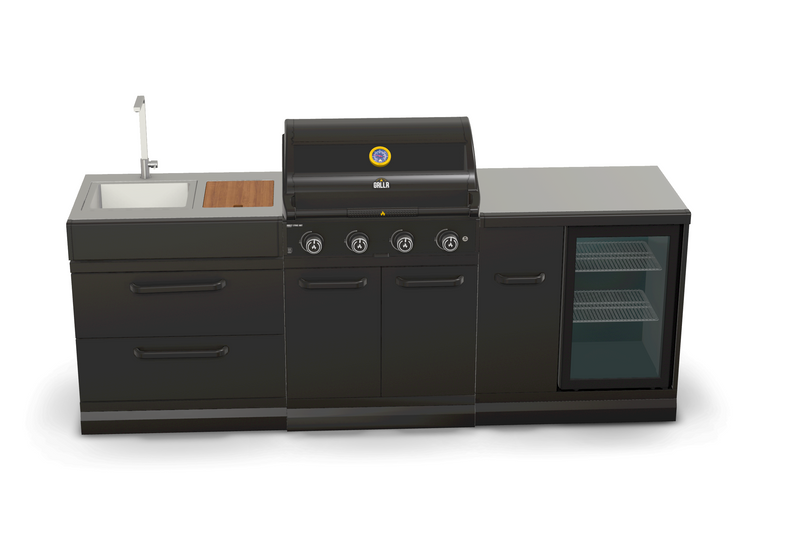 GRLLR Outdoor Kitchen Sink 3 Burner and Fridge | Full length 2.3M