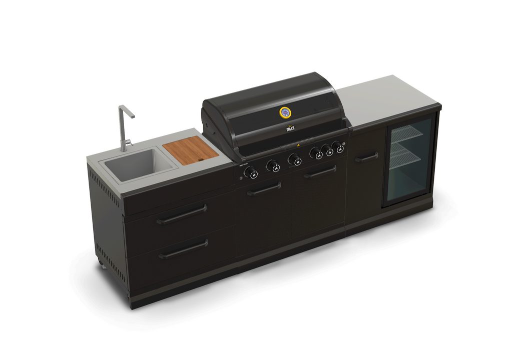 GRLLR Outdoor Kitchen 5 Burner Fridge and Sink | Full length 2.7M