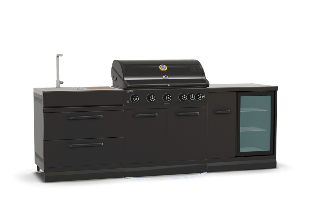 GRLLR Outdoor Kitchen 5 Burner Fridge and Sink | Full length 2.7M