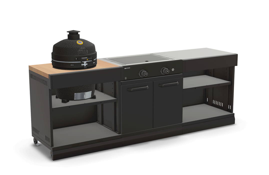 GRLLR Outdoor Kitchen Kamado Stove and Open shelve | Full length 2.4M