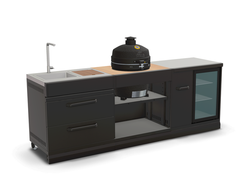 GRLLR Outdoor Kitchen Kamado Fridge and Sink | Full length 2.4M