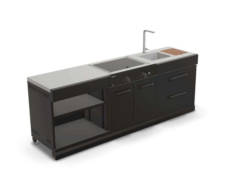 GRLLR Outdoor Kitchen Sink Stove and Open shelve | Full length 2.4M