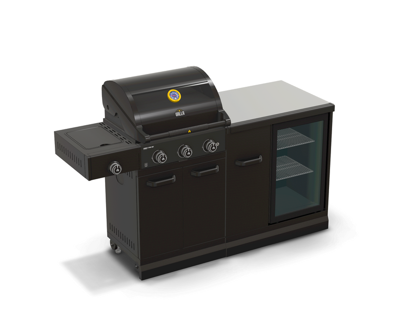 GRLLR Outdoor Kitchen 3 Burner and Fridge | Full length 1.7M