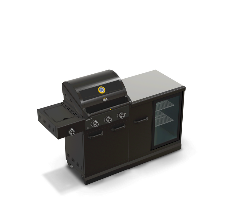 GRLLR Outdoor Kitchen 3 Burner and Fridge | Full length 1.7M