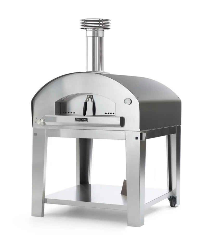 Fontana Mangiafuoco Hybrid Gas and Wood Pizza Oven Including Trolley - Anthracite