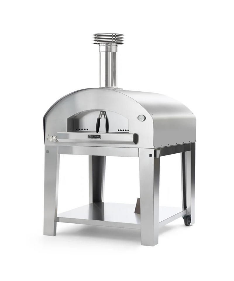 Fontana Mangiafuoco Wood Pizza Oven Including Trolley - Stainless Steel