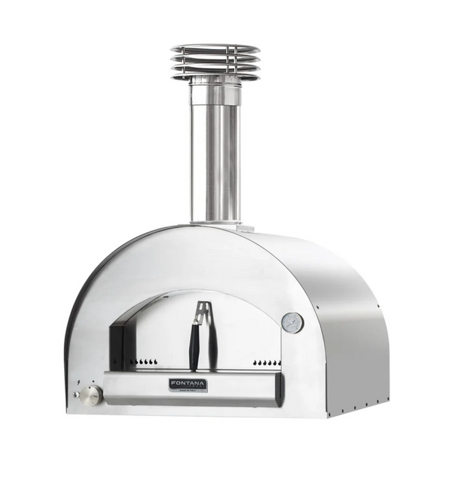 Fontana Margherita Build In Hybrid Gas and Wood Pizza Oven - Stainless Steel