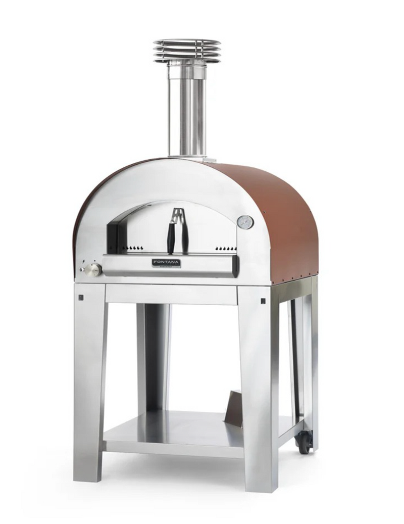 Fontana Margherita Hybrid Gas and Wood Pizza Oven Including Trolley - Rosso