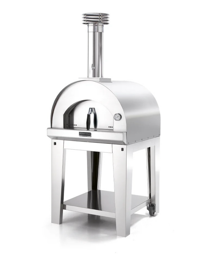 Fontana Margherita Wood Pizza Oven Including Trolley - Stainless Steel