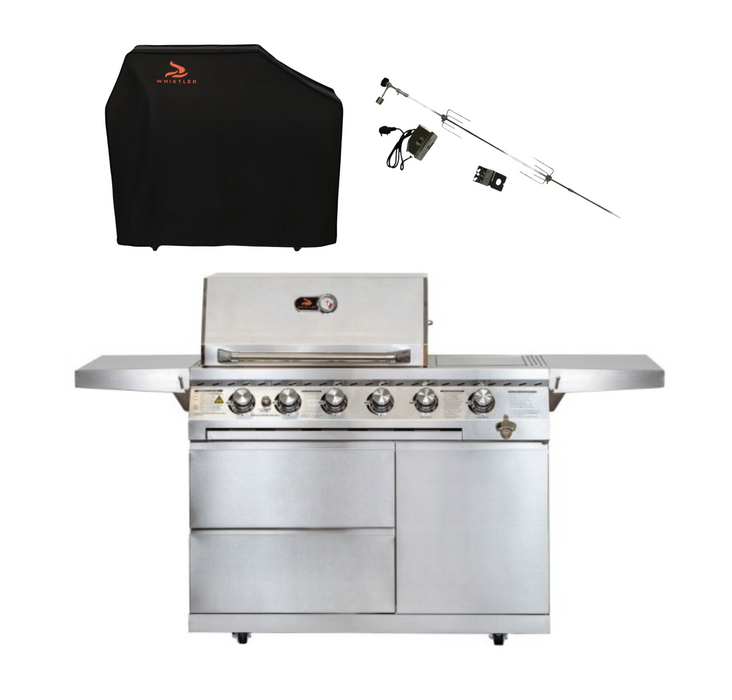 Whistler Cirencester 4 Burner Barbecue with Side Burner + Rotisserie + Cover