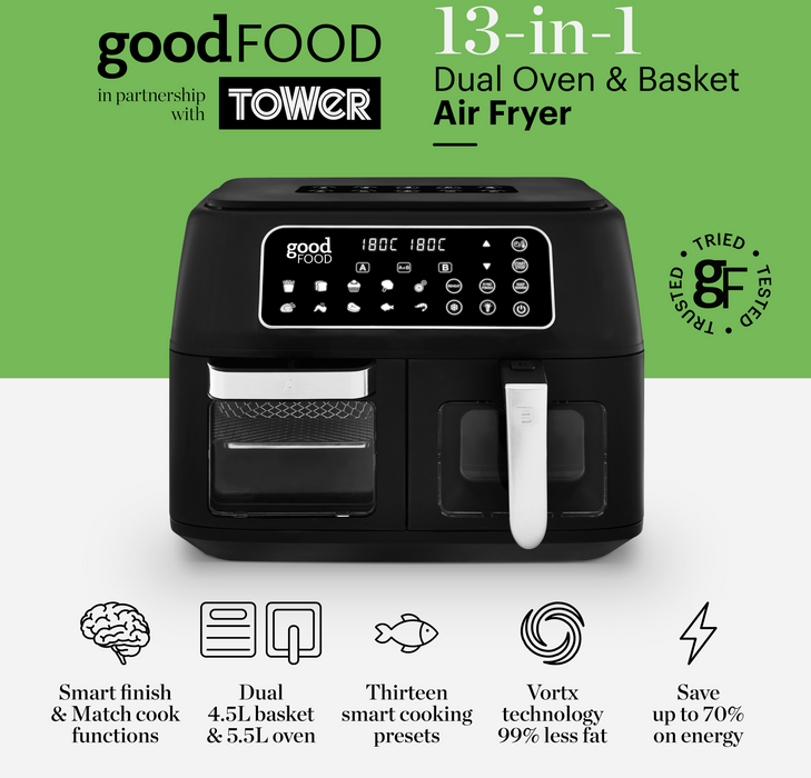 Air Fryer Inc Windows Black 13in1 10L Oven and Basket