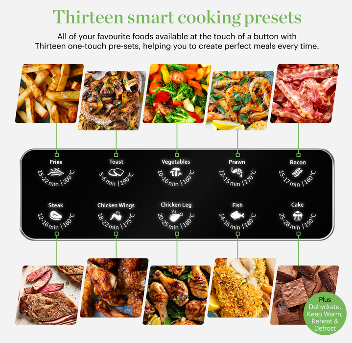 Air Fryer Inc Windows Black 13in1 10L Oven and Basket