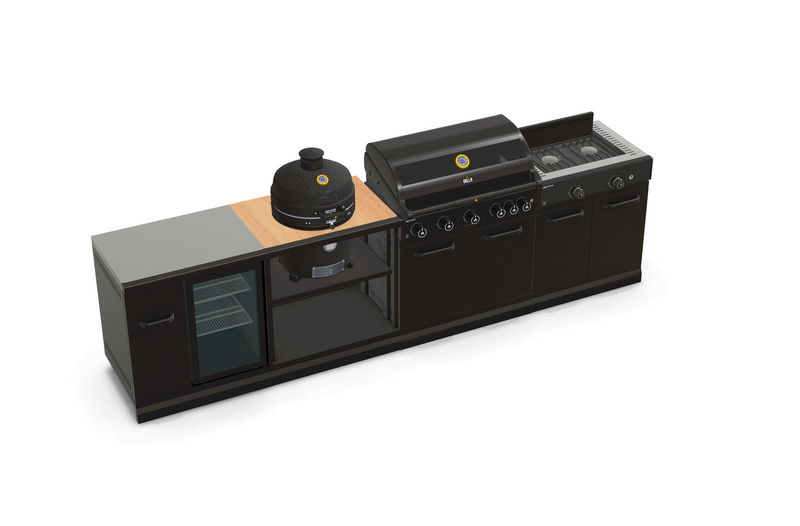 GRLLR Outdoor Kitchen 5 Burner BBQ, Stove unit,Fridge, and Kamado | Full length 3.5M