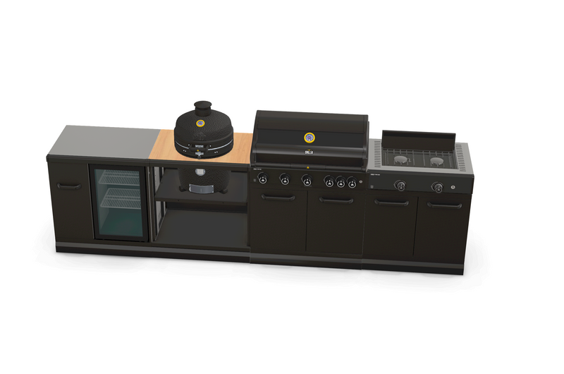 GRLLR Outdoor Kitchen 5 Burner BBQ, Stove unit,Fridge, and Kamado | Full length 3.5M