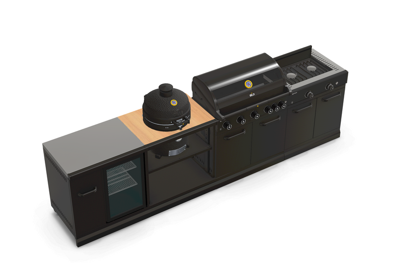 GRLLR Outdoor Kitchen 5 Burner BBQ, Stove unit,Fridge, and Kamado | Full length 3.5M