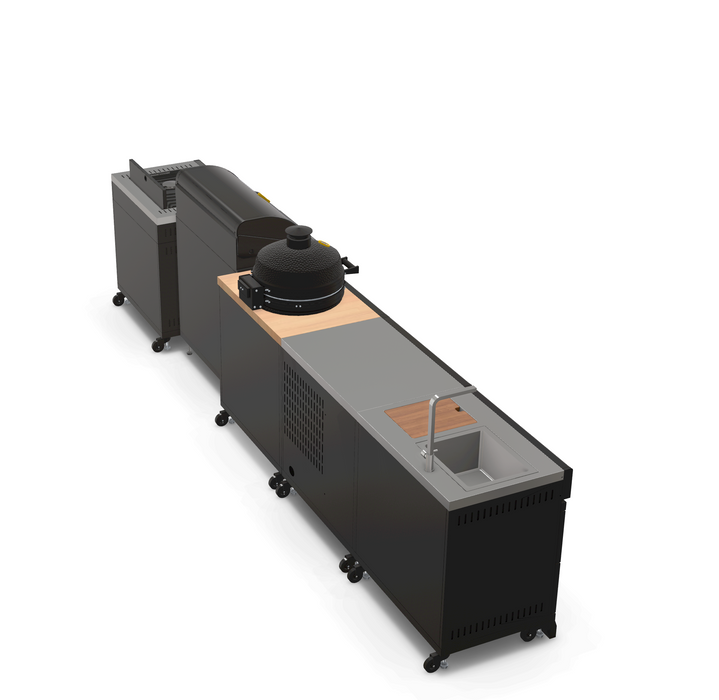 GRLLR Outdoor Kitchen 5 Burner BBQ, Stove unit,Fridge, Sink and Kamado | Full length 4.3M