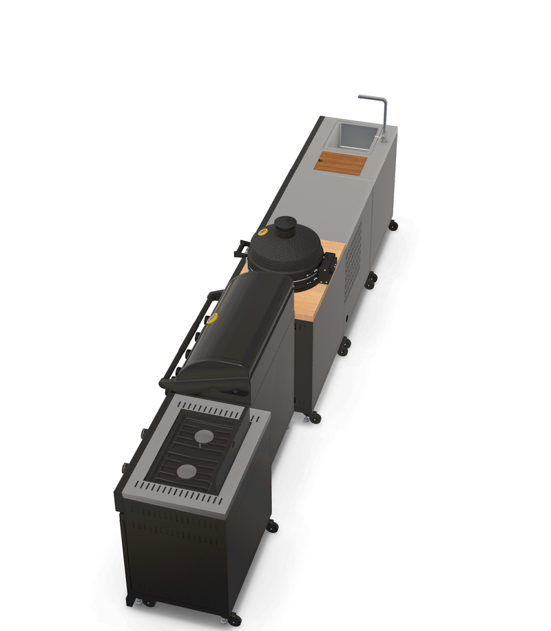 GRLLR Outdoor Kitchen 5 Burner BBQ, Stove unit,Fridge, Sink and Kamado | Full length 4.3M