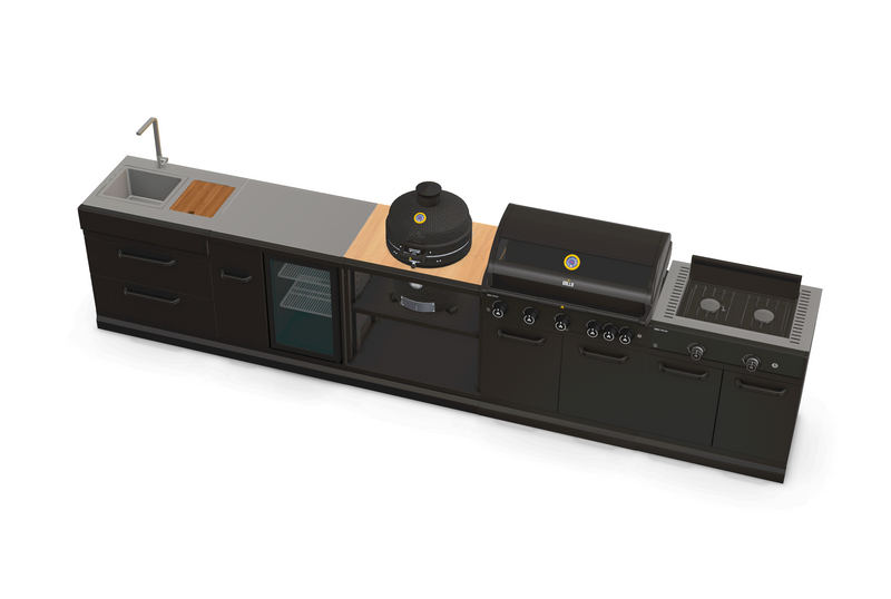 GRLLR Outdoor Kitchen 5 Burner BBQ, Stove unit,Fridge, Sink and Kamado | Full length 4.3M