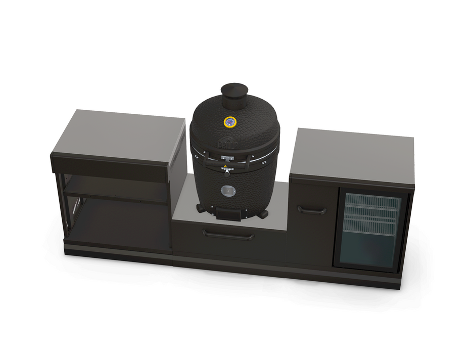 GRLLR Outdoor Kitchen Sink Open Shelve, Kamado and Fridge | Full length 2.4M