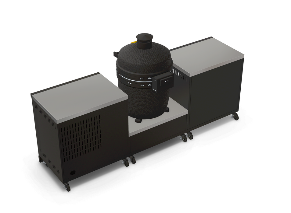 GRLLR Outdoor Kitchen Sink Open Shelve, Kamado and Fridge | Full length 2.4M