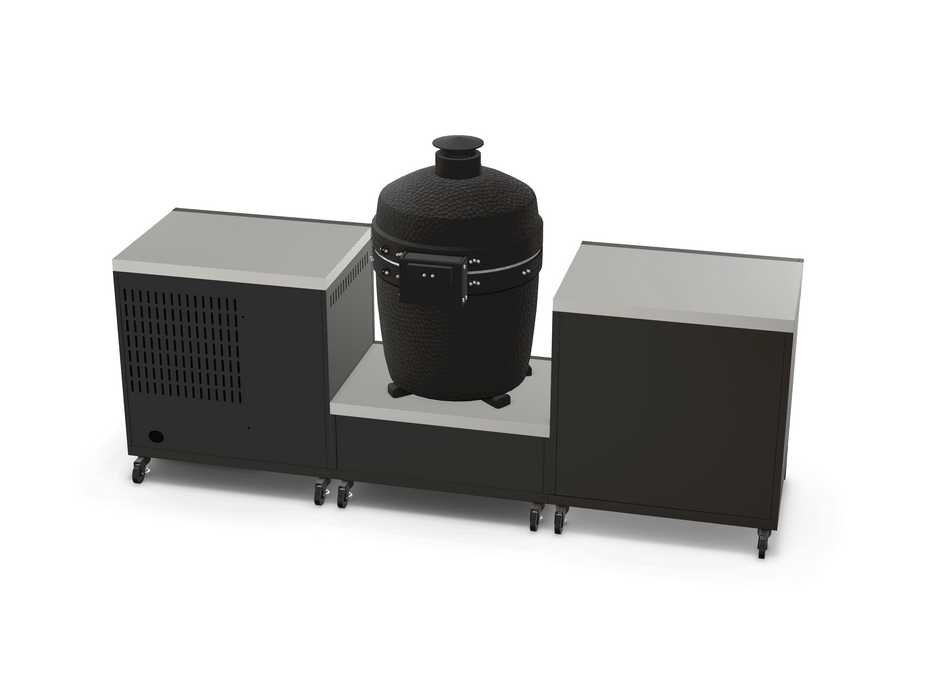 GRLLR Outdoor Kitchen Sink Open Shelve, Kamado and Fridge | Full length 2.4M