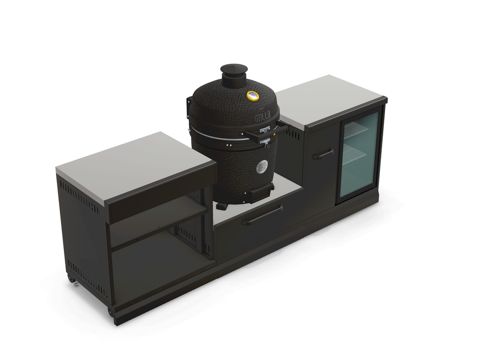 GRLLR Outdoor Kitchen Sink Open Shelve, Kamado and Fridge | Full length 2.4M