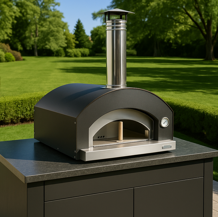 Rossofuoco BENNI Outdoor wood-fired oven 98 x 84 cm with direct combustion - black/brown