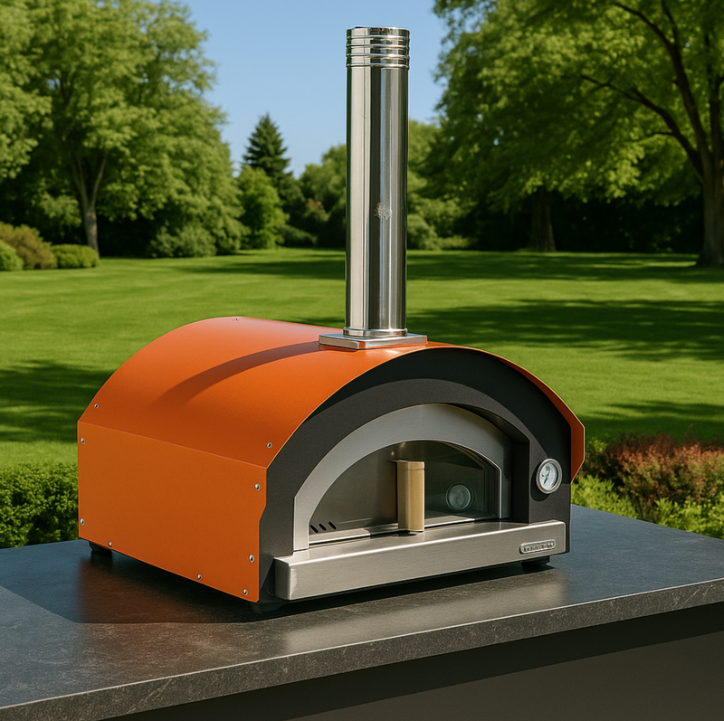 Rossofuoco MINO Outdoor wood-fired oven 70 x 48 cm with direct combustion - orange
