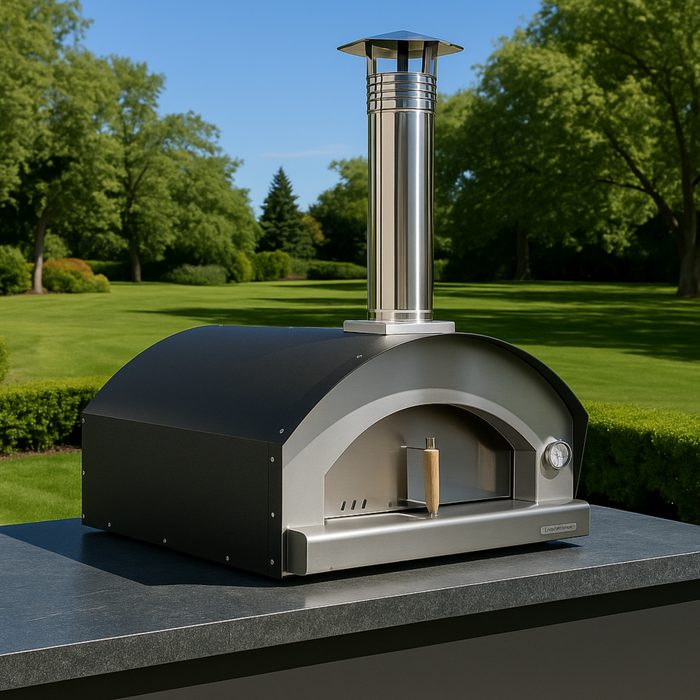 Rossofuoco NONNA LUISA Outdoor wood-fired oven 99 x 78 cm with direct combustion - brown/stainless