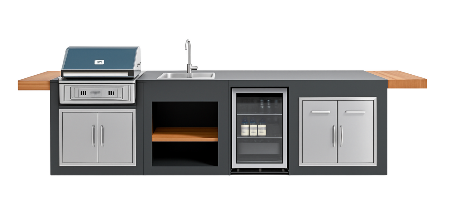 Grillandia Outdoor Kitchen SunStone Gas Hybrid Single zone Grill and Weather Cover - 4m