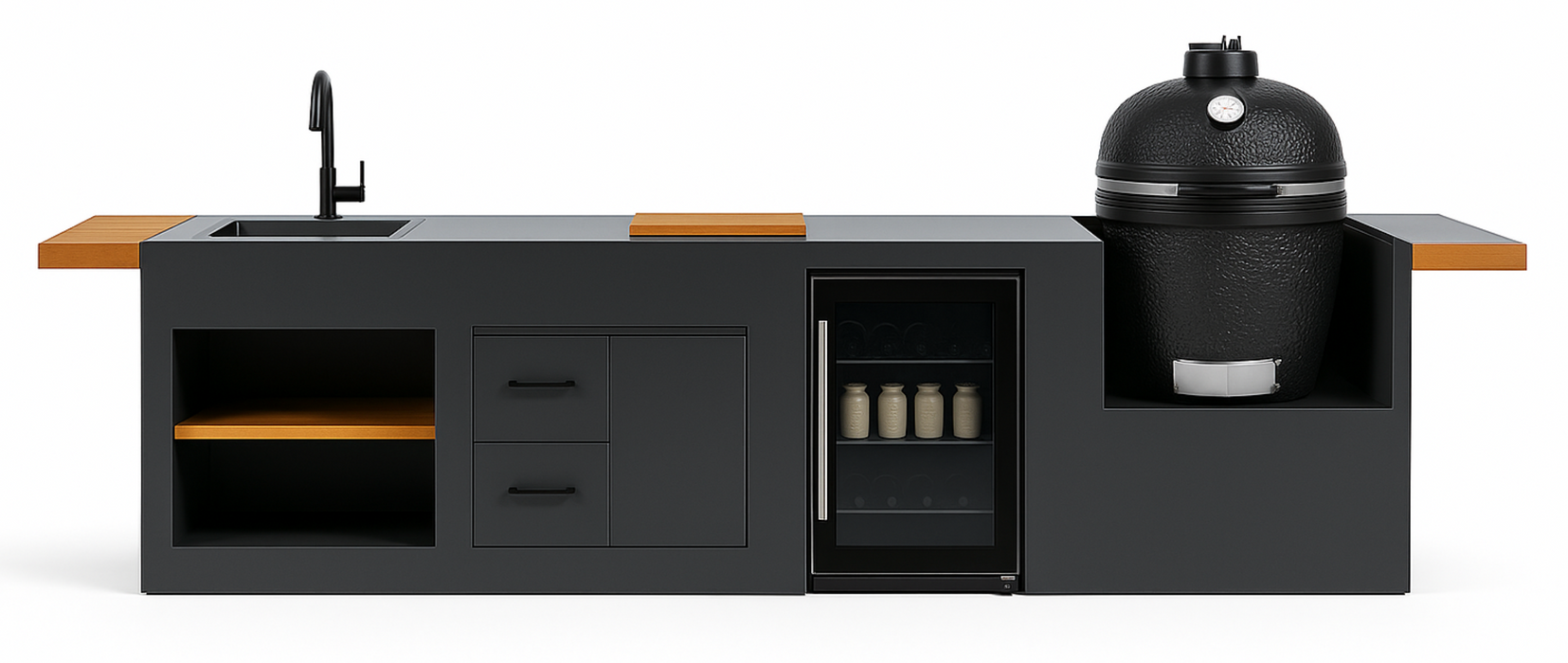 Grillandia Outdoor Kitchen  Bastard Egg, Sink, Hob and Weather Cover - 4.4m