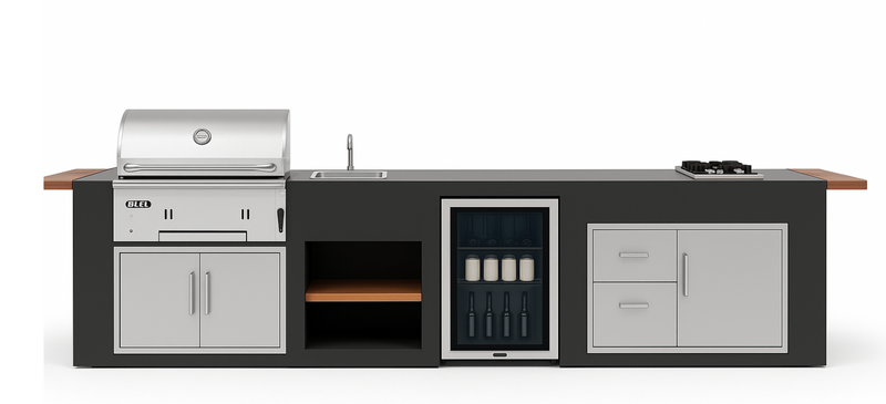 Grillandia Outdoor Kitchen Bull Bison Charcoal Barbecue and Weather Cover