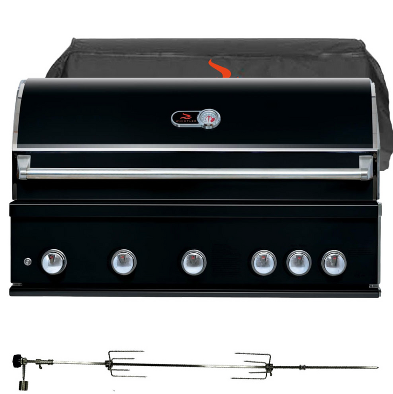 Whistler Burford Black 5 Burner Barbecue with Rotisserie and Weather Cover