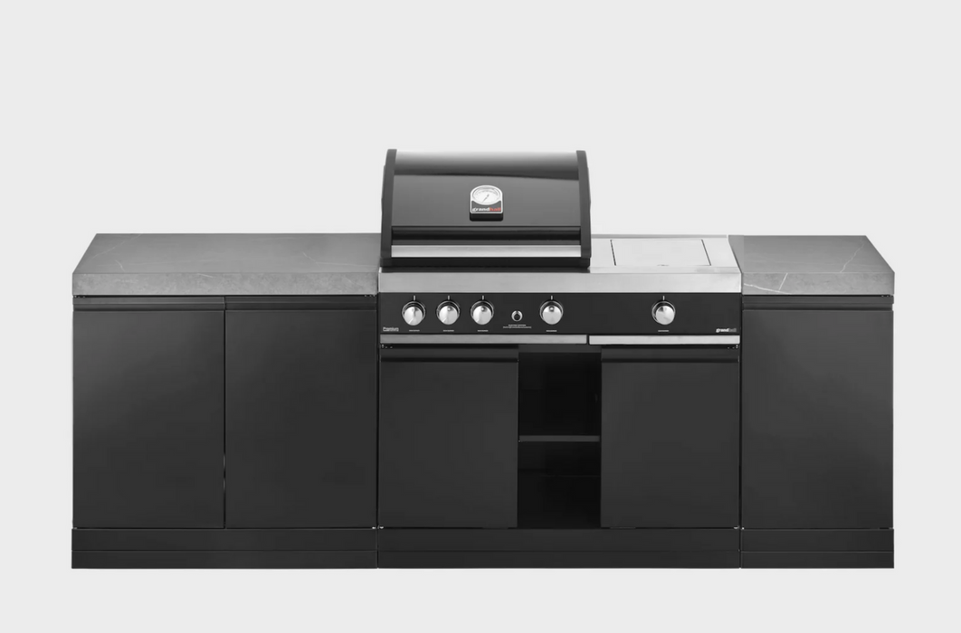 GrandPro Outdoor Kitchen with 4 Burner BBQ, and Side Burner - 2.6m